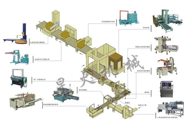 后道无人化全自动纸箱包装流水线
